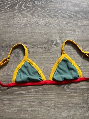 Maaji Green, Yellow & Red Triangle Bikini Top